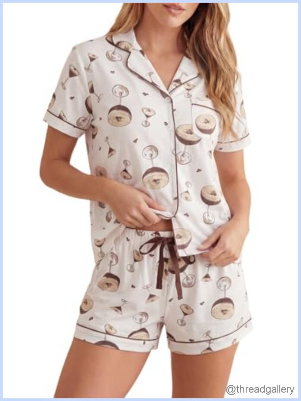 100% Cotton Pajama Set Short Sleeve Button Knit Sleepwear with Pockets